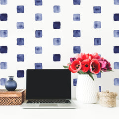 Watercolor Blocks Wall Decals in a room setting