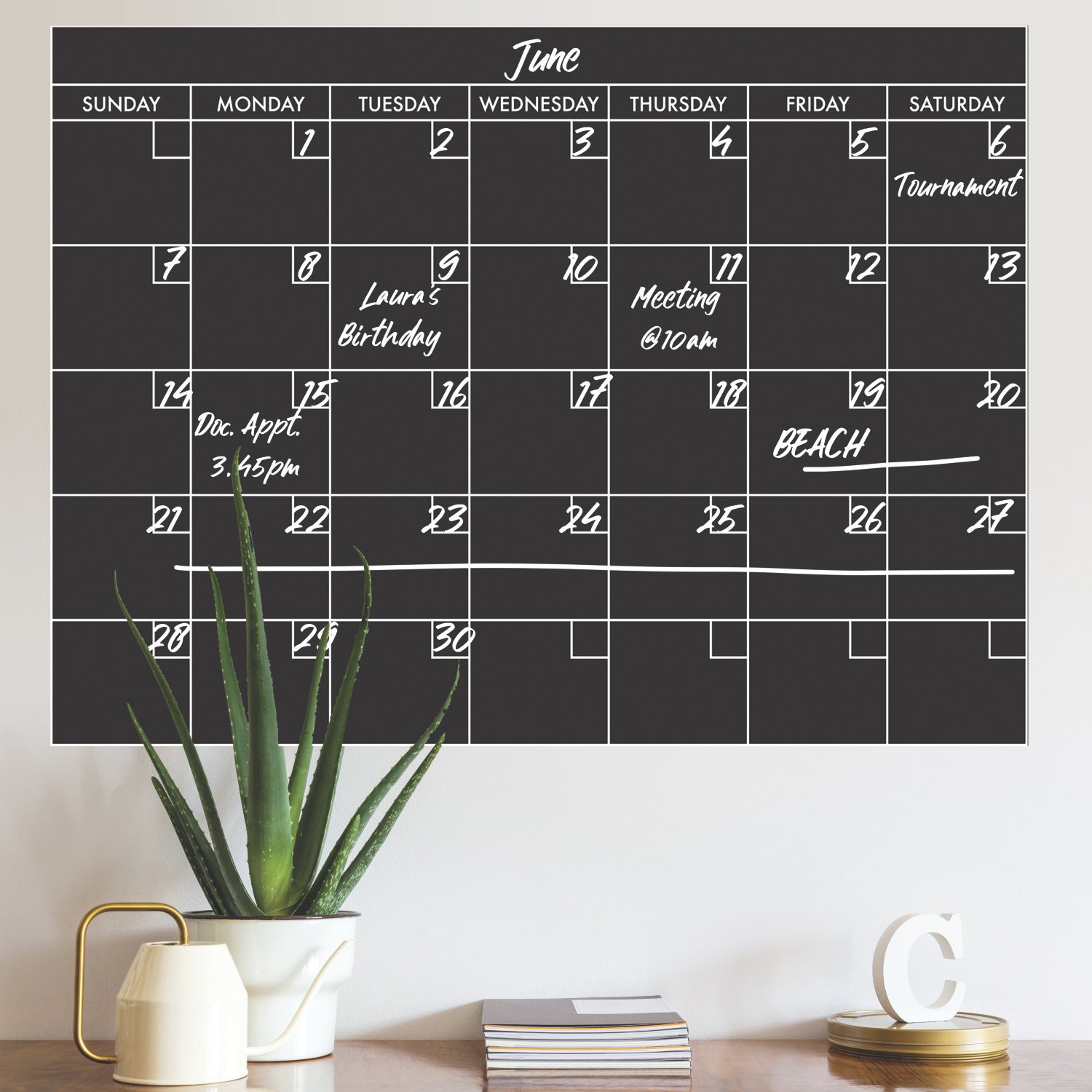Chalk Calendar Wall Decals in a room setting