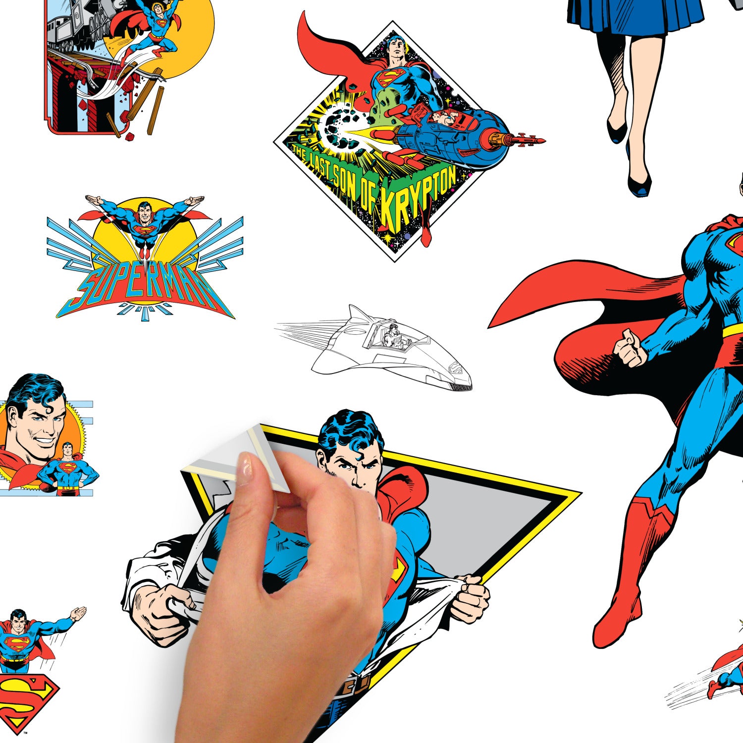 Classic Superman Characters Wall Decals - how to peel