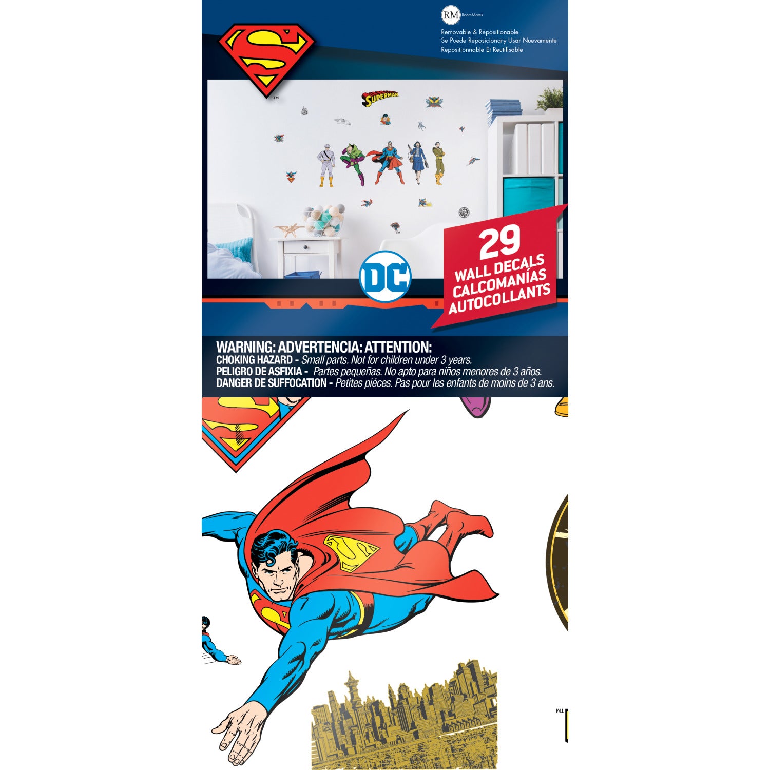 Classic Superman Characters Wall Decals - packaging