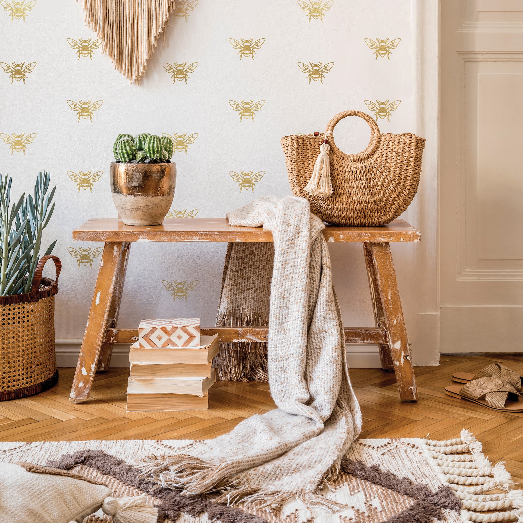 Bee Wall Decals in a room setting