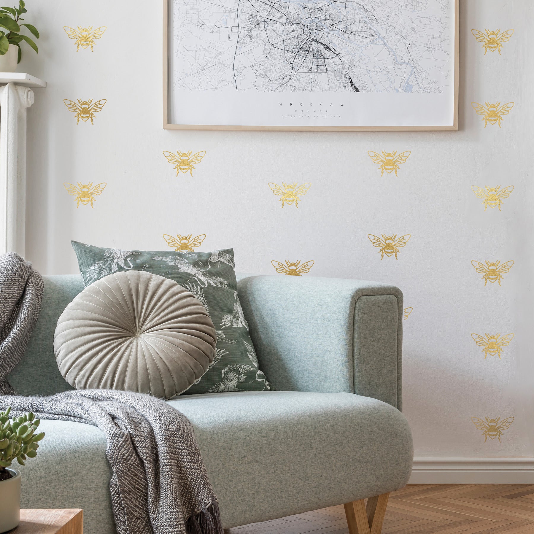 Bee Wall Decals in a room setting