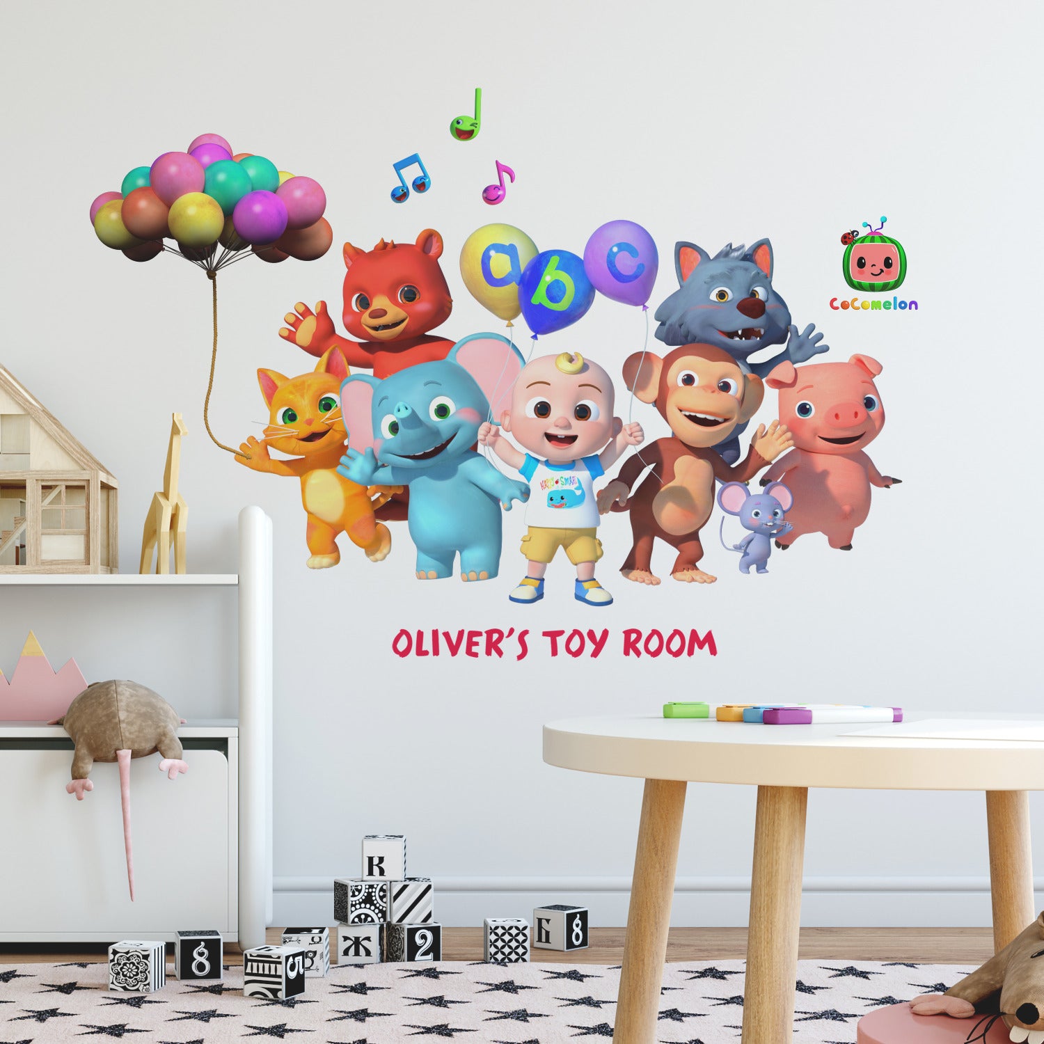 Cocomelon Wall Decals in a room setting