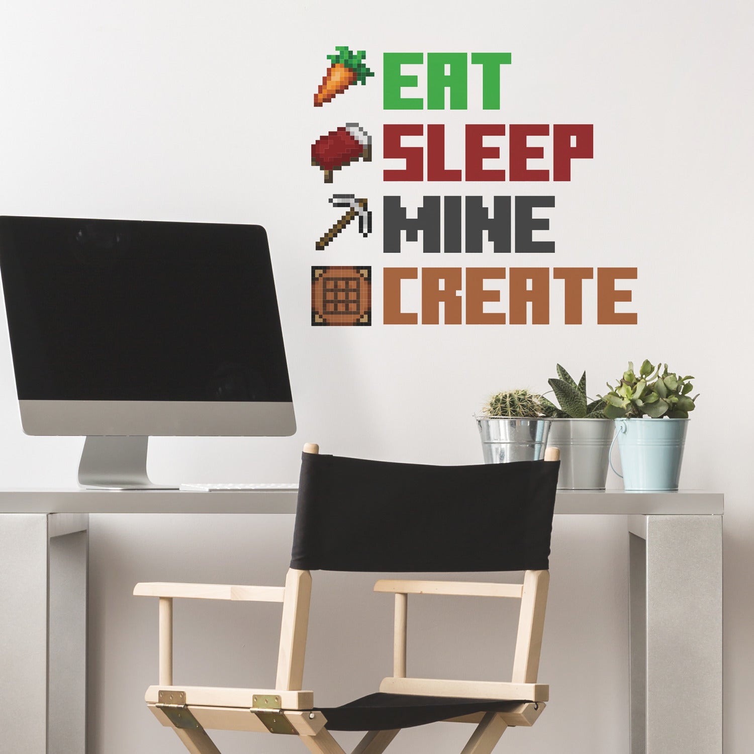 Minecraft Eat Sleep Mine Create Wall Decals in a room setting