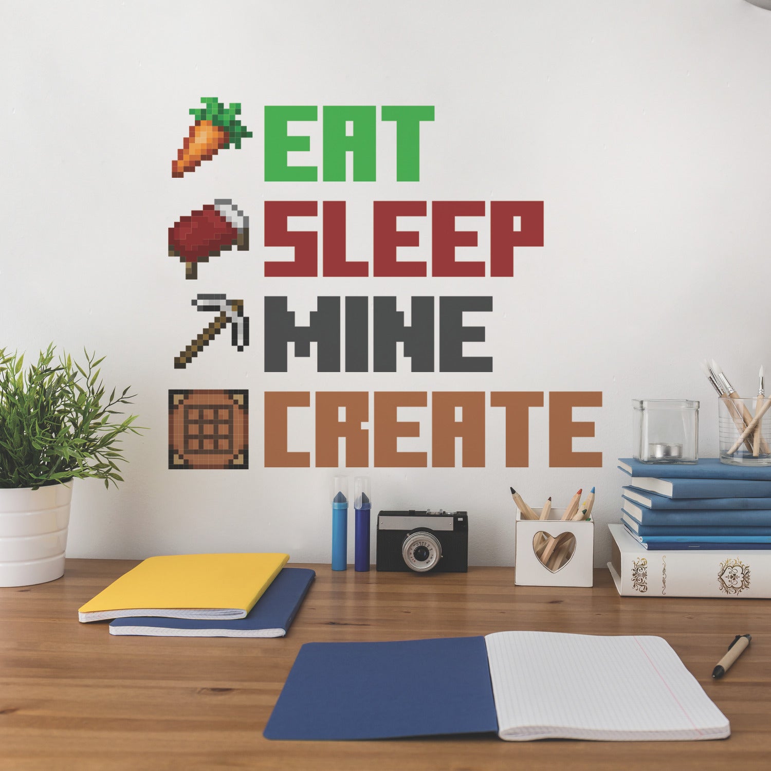 Minecraft Eat Sleep Mine Create Wall Decals in a room setting