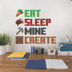 Minecraft Eat Sleep Mine Create Wall Decals in a room setting