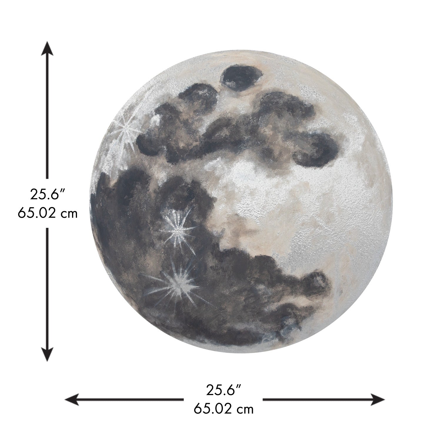 Moon With Metallic Silver Ink Wall Decals - dimensions