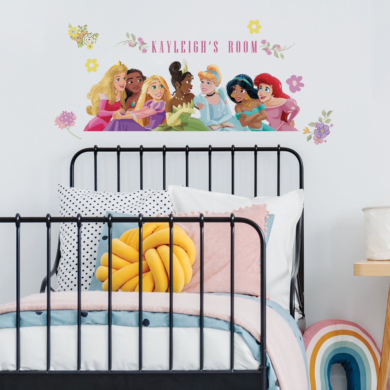 Princesses with Alphabet Wall Decals in a room setting