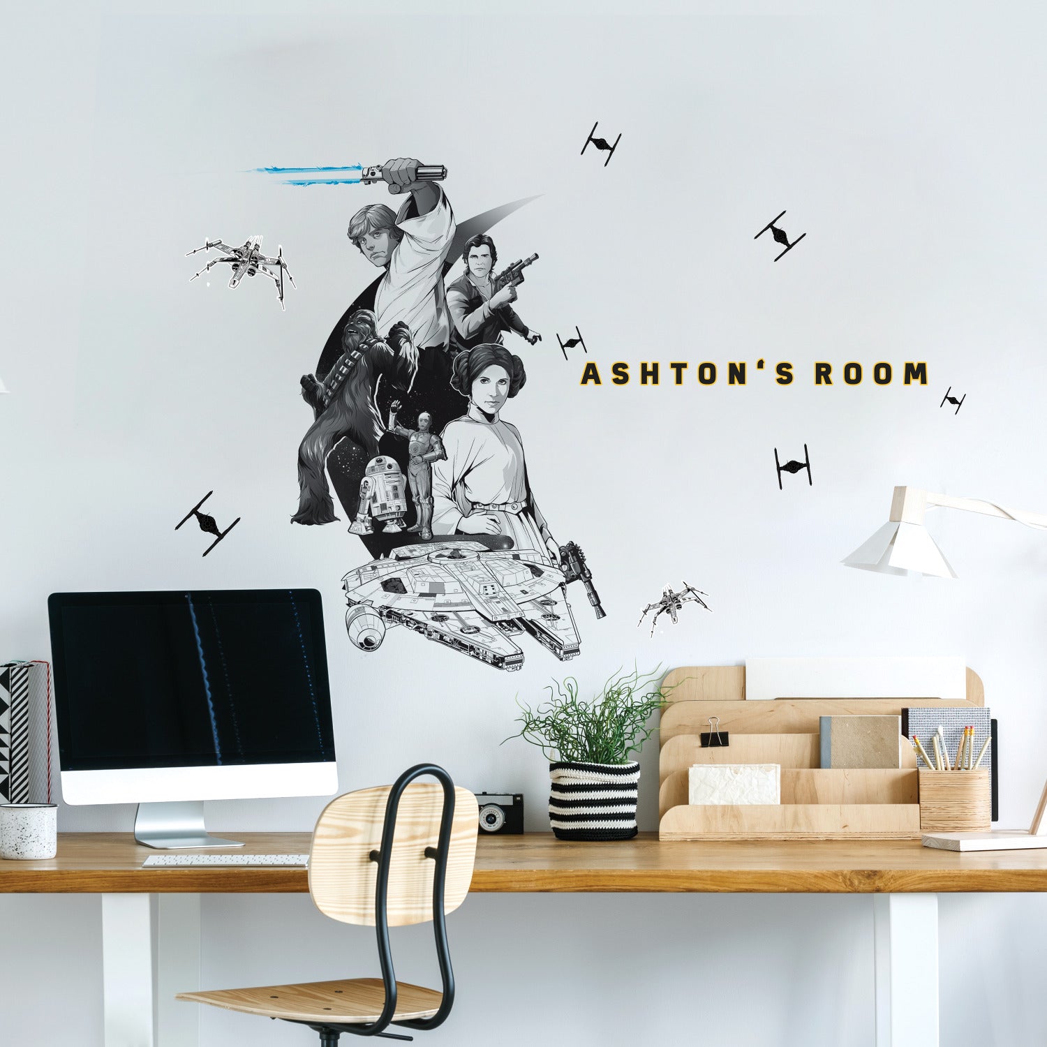 Classic Star Wars with Alphabet Wall Decals in a room setting