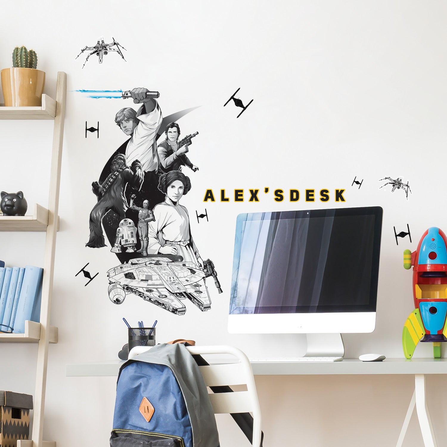 Classic Star Wars with Alphabet Wall Decals in a room setting