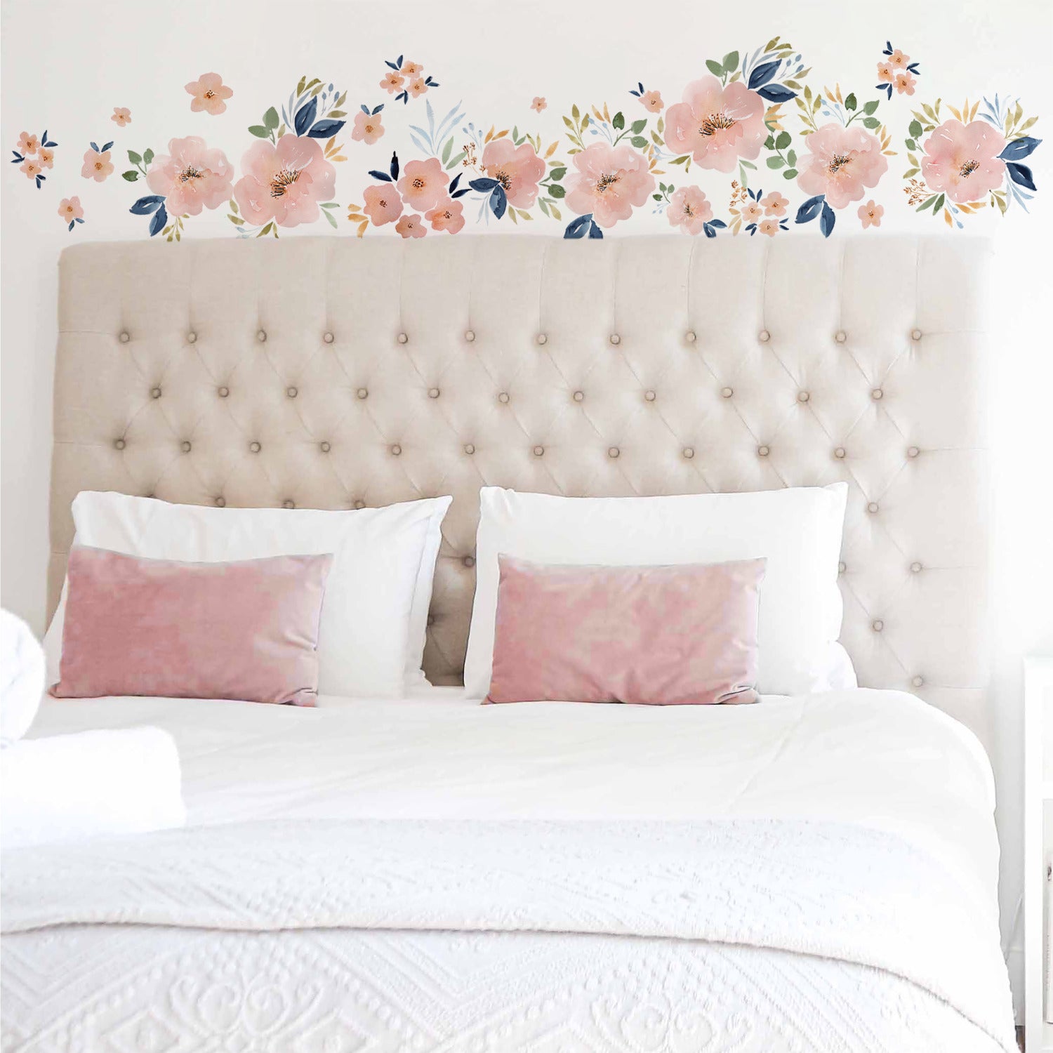Beth Schneider Sweet Blooms Watercolor Wall Decals in a room setting