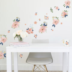 Beth Schneider Sweet Blooms Watercolor Wall Decals in a room setting