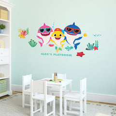 Baby Shark Giant Wall Decals With Alphabet in a room setting