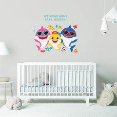 Baby Shark Giant Wall Decals With Alphabet in a room setting