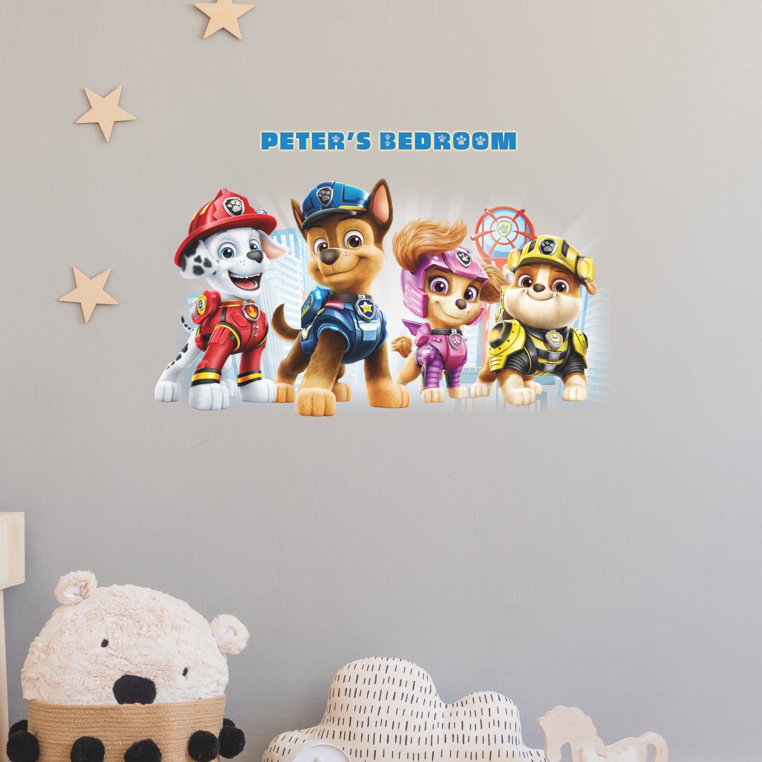 Paw Patrol Wall Decals in a room setting