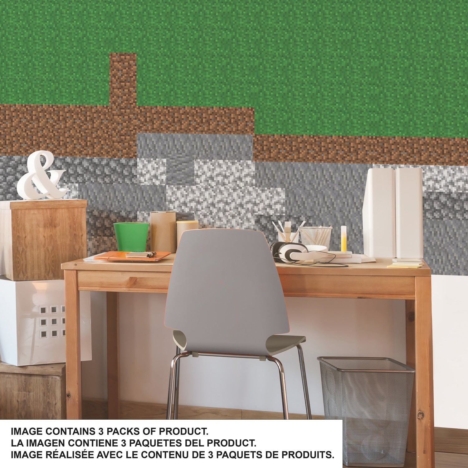 Minecraft Block Strips Wall Decals in a room setting