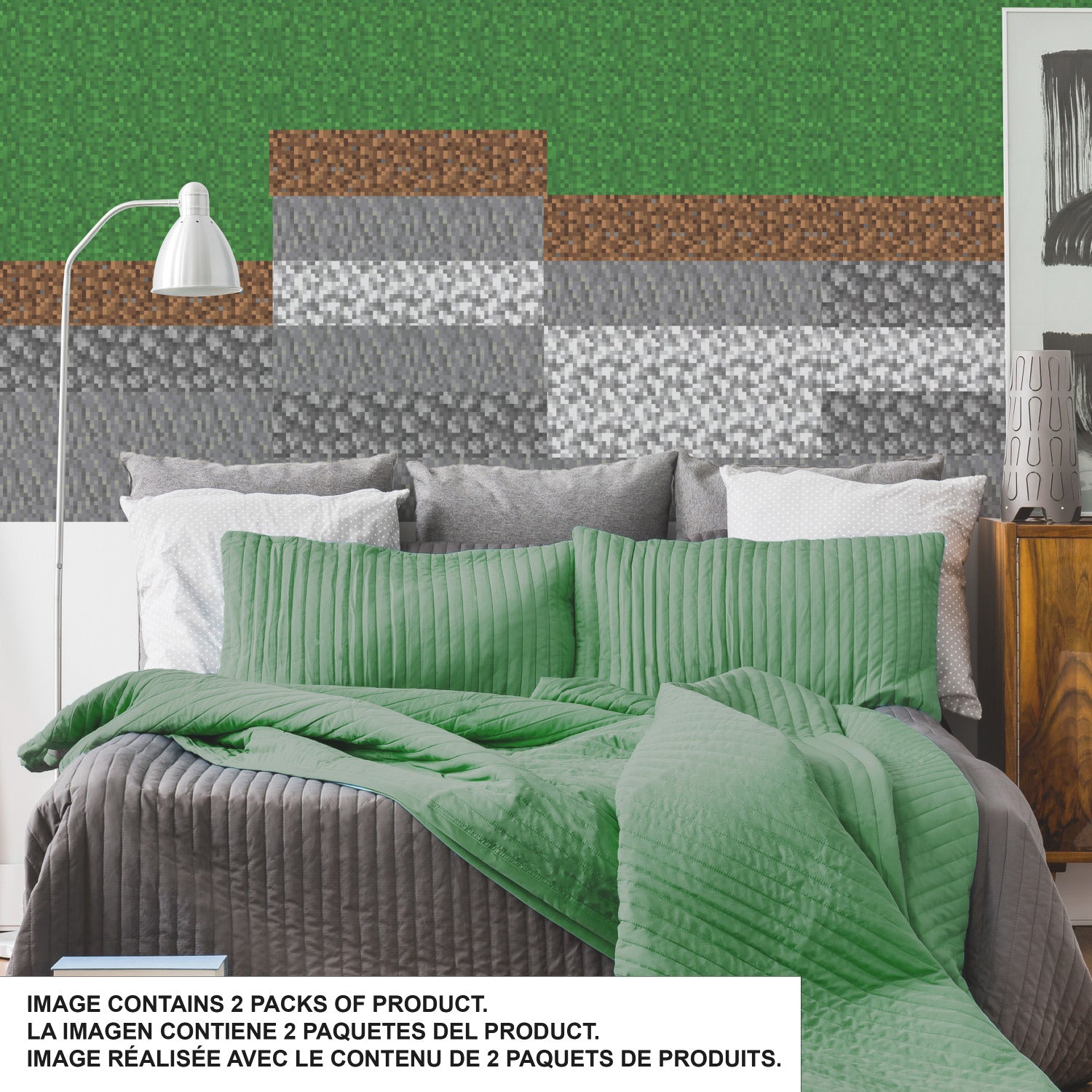Minecraft Block Strips Wall Decals in a room setting