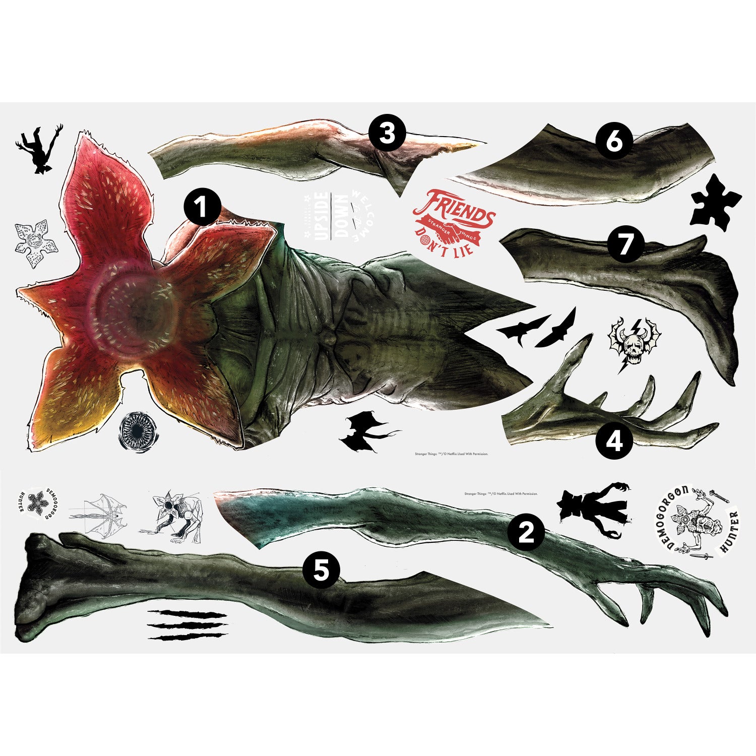 Netflix Stranger Things Demogorgon Wall Decals - panels