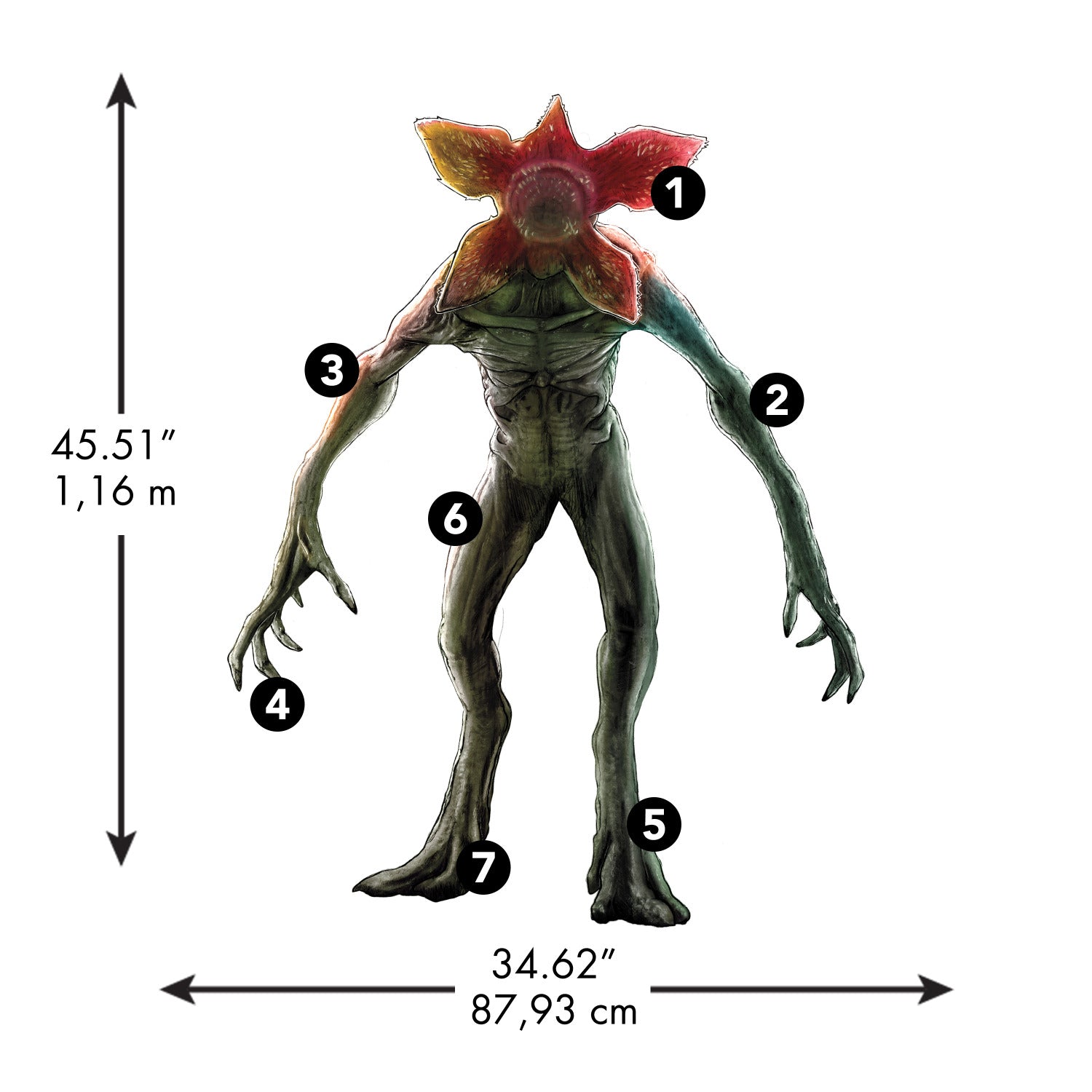 Netflix Stranger Things Demogorgon Wall Decals - dimensions