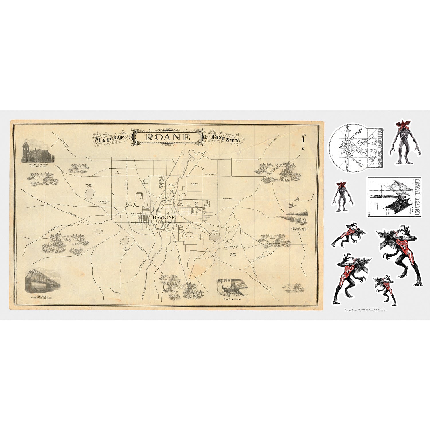 Stranger Things Hawkins Map Wall Decals