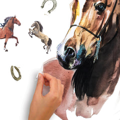 Watercolor Wild Horses Giant Wall Decals - how to peel