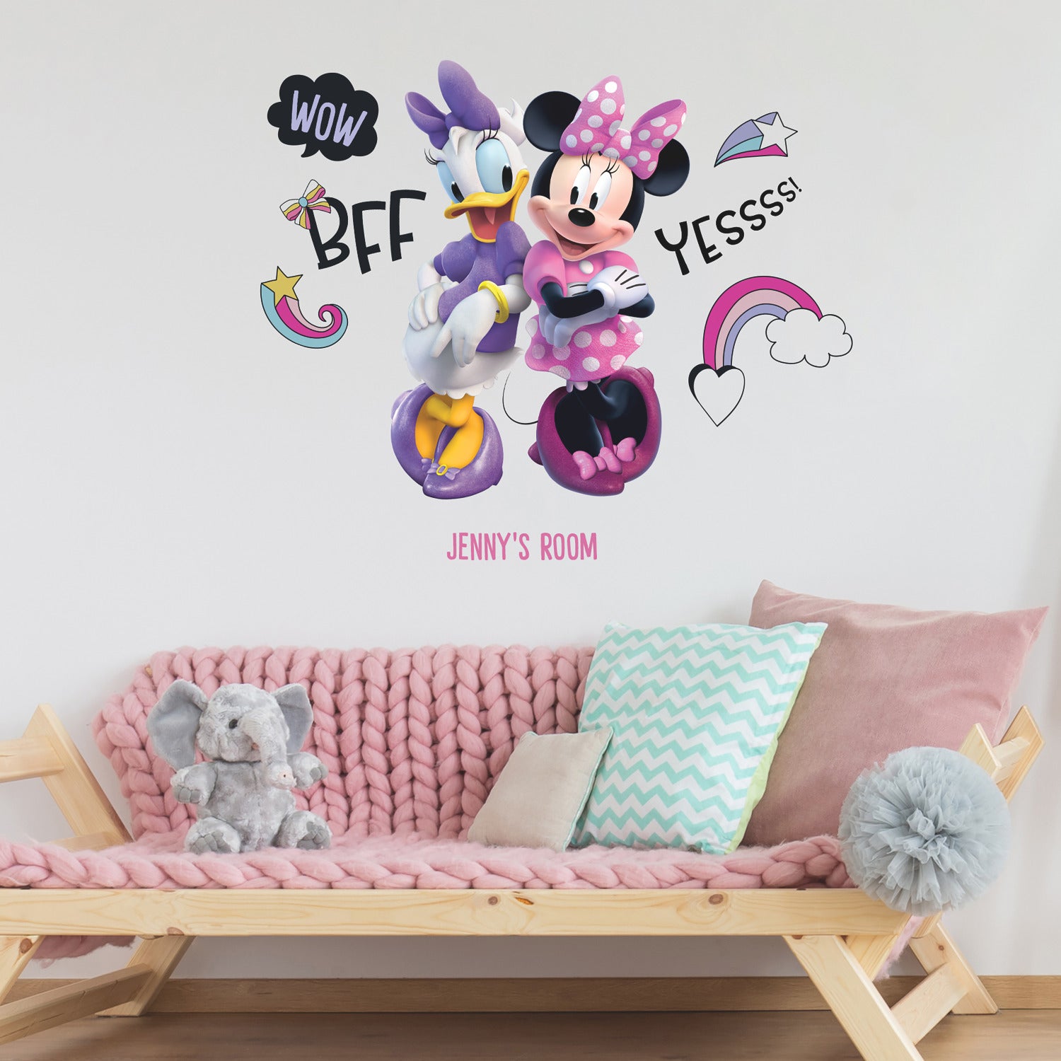 Minnie Mouse Wall Decals in a room setting