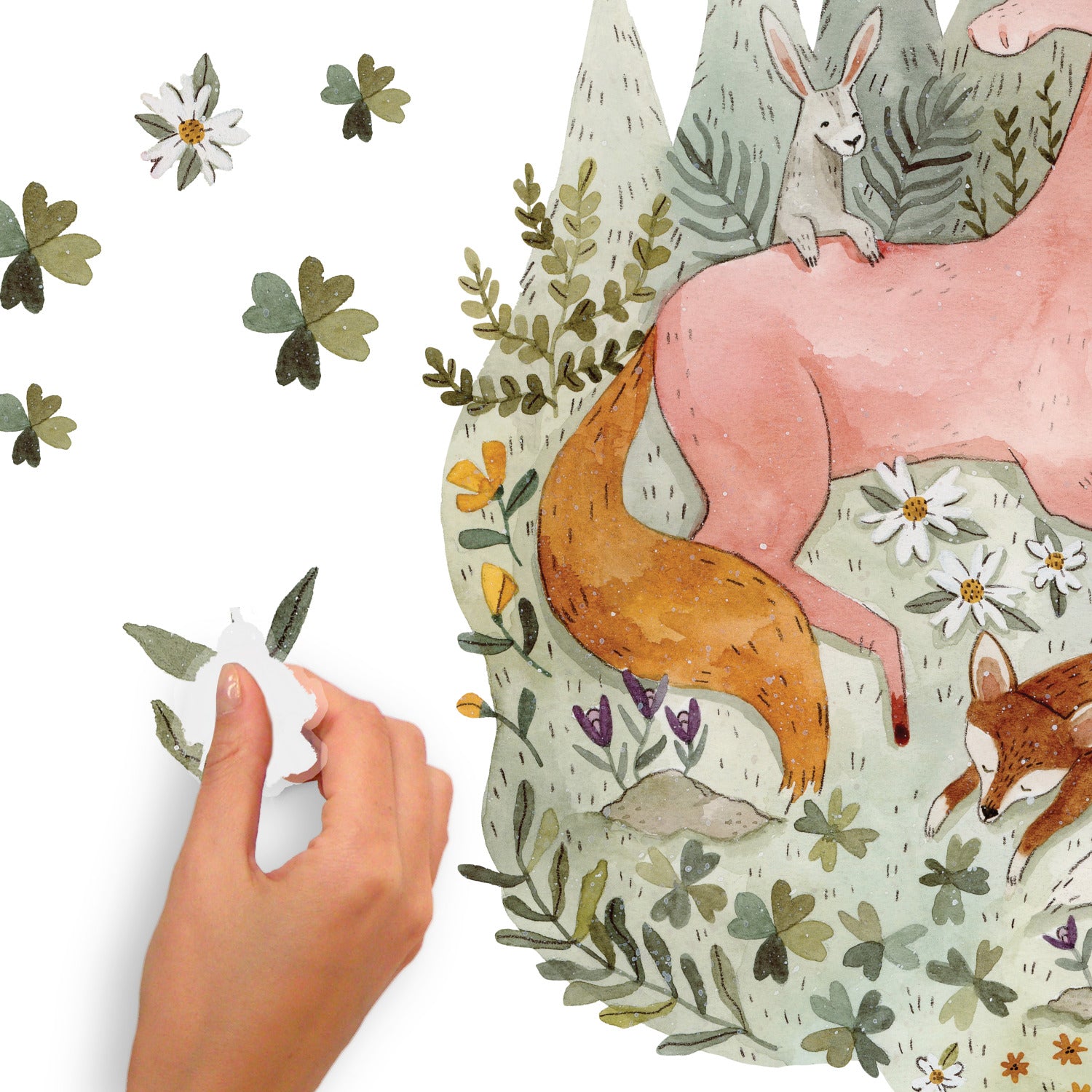 Woodland Magic Unicorn & Fox Giant Wall Decals - how to peel