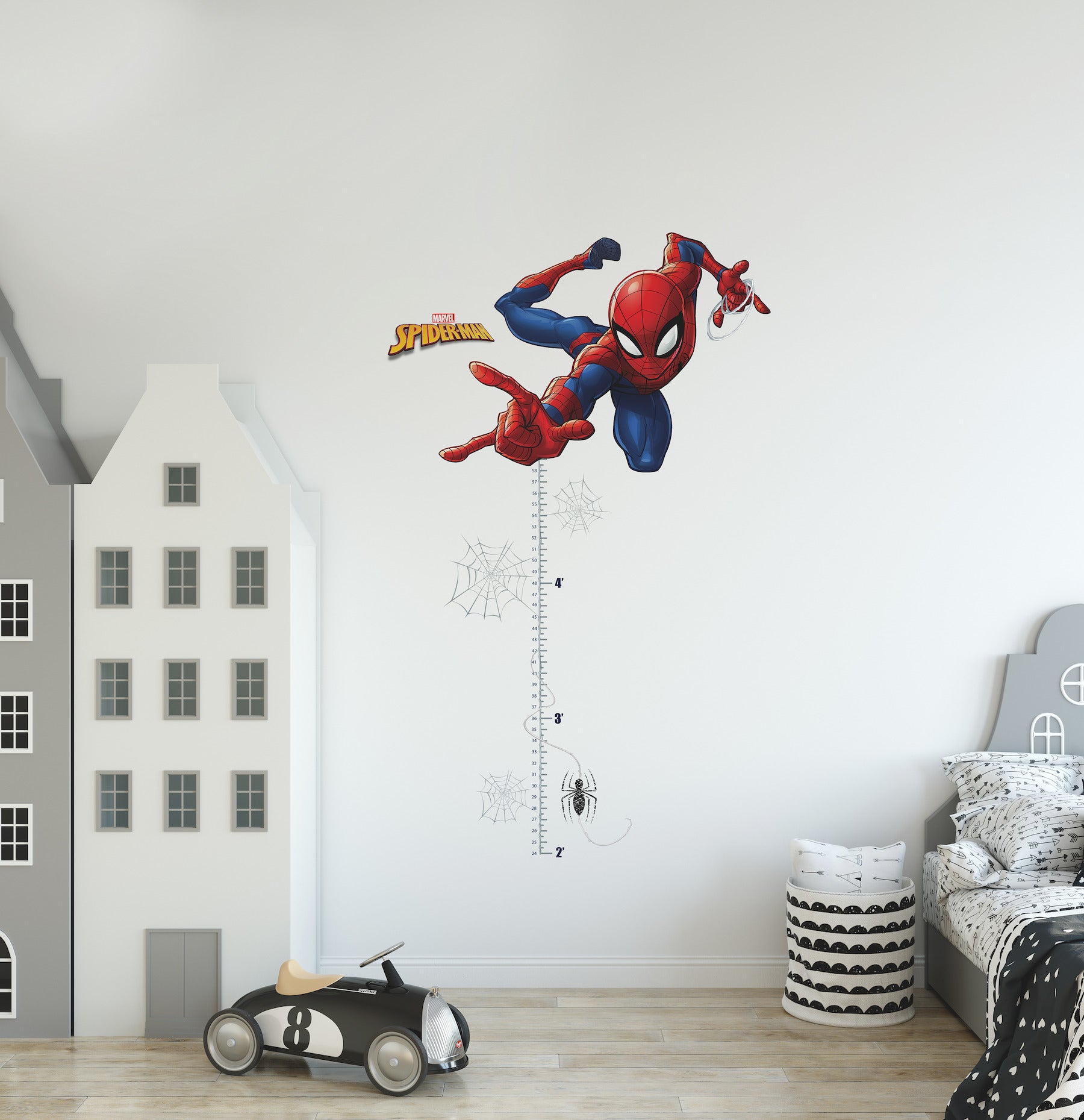 SpiderMan Giant Wall Decals in a room setting