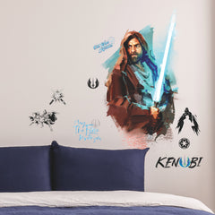 Obi Wan Kenobi Painted Giant Wall Decals in a room setting