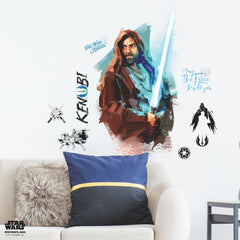 Obi Wan Kenobi Painted Giant Wall Decals in a room setting