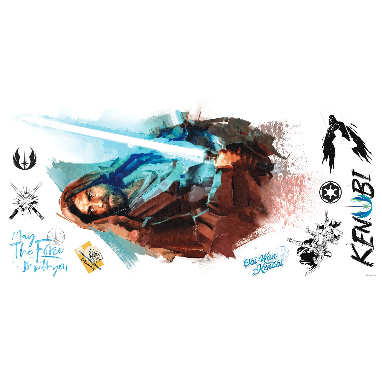 Obi Wan Kenobi Painted Giant Wall Decals - panels