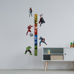 Avengers Growth Chart Wall Decals in a room setting