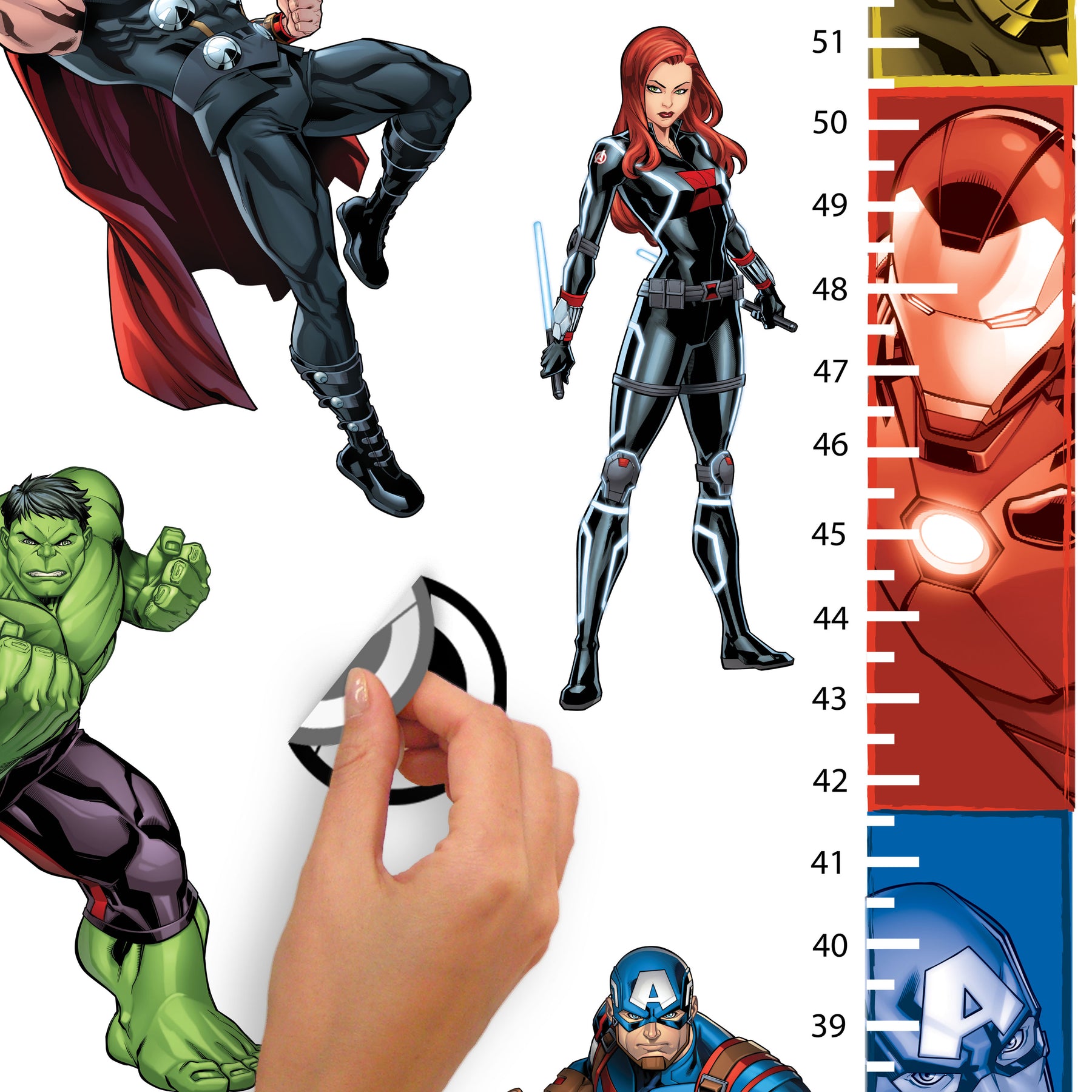 Avengers Growth Chart Wall Decals - how to peel
