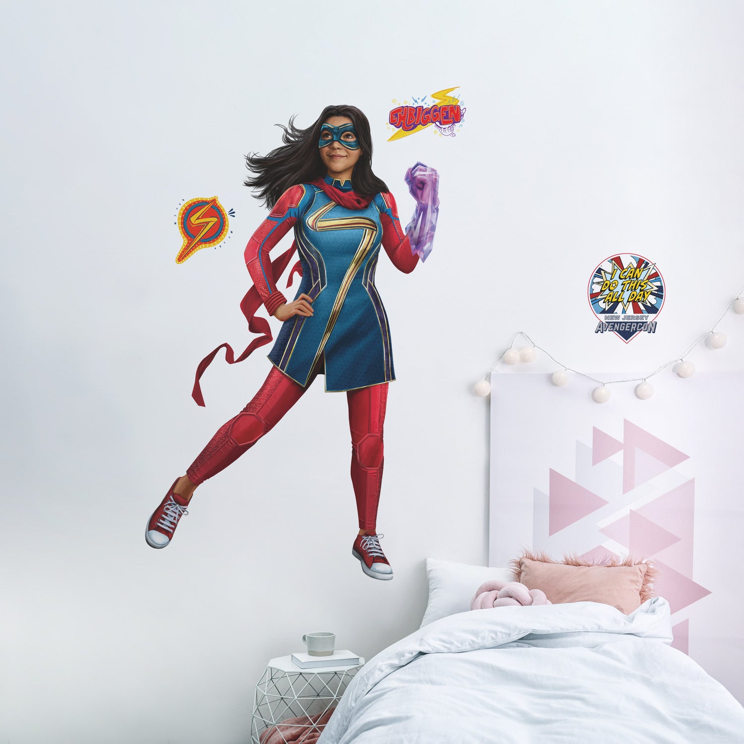 Ms Marvel Giant Wall Decals in a room setting