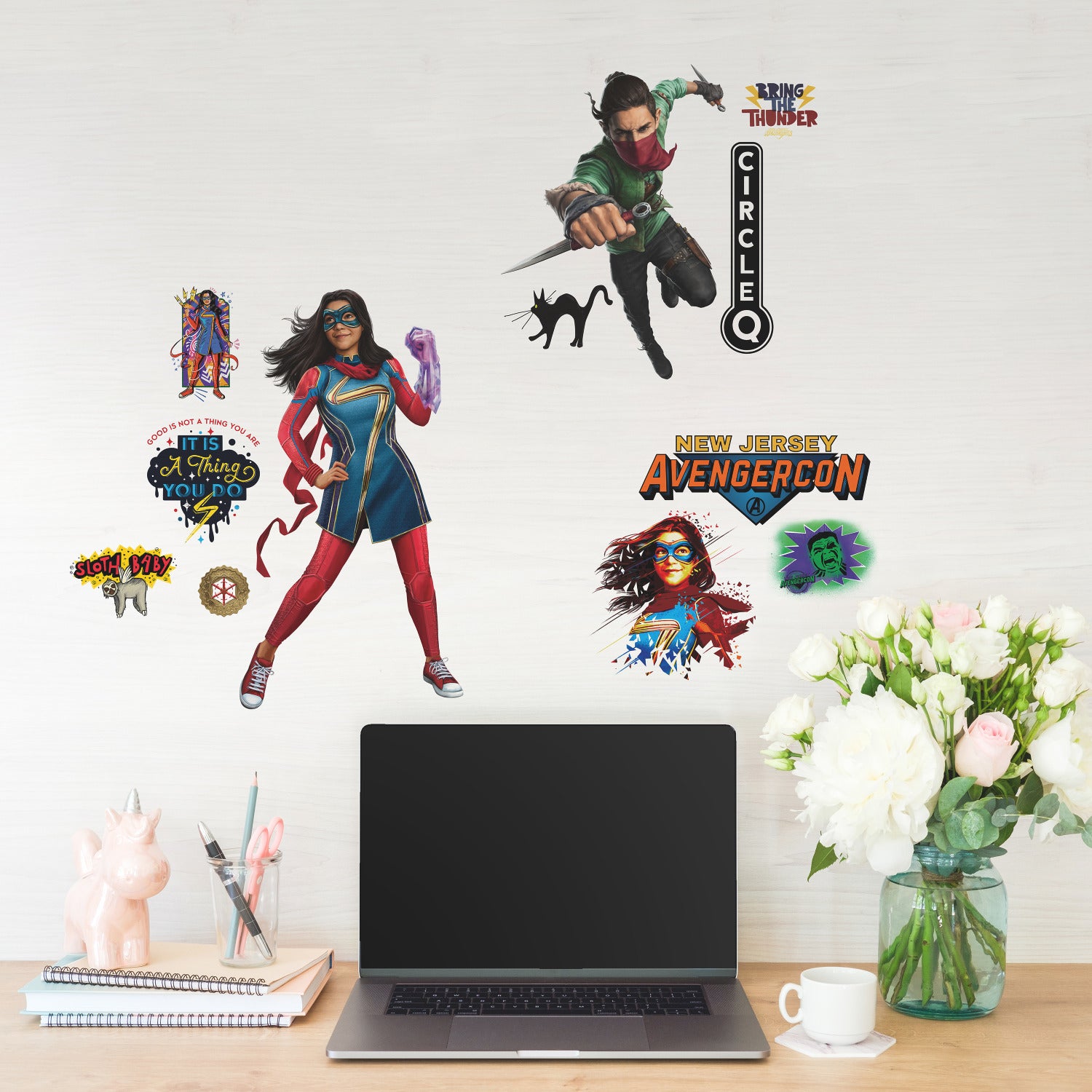 Ms Marvel Wall Decals in a room setting