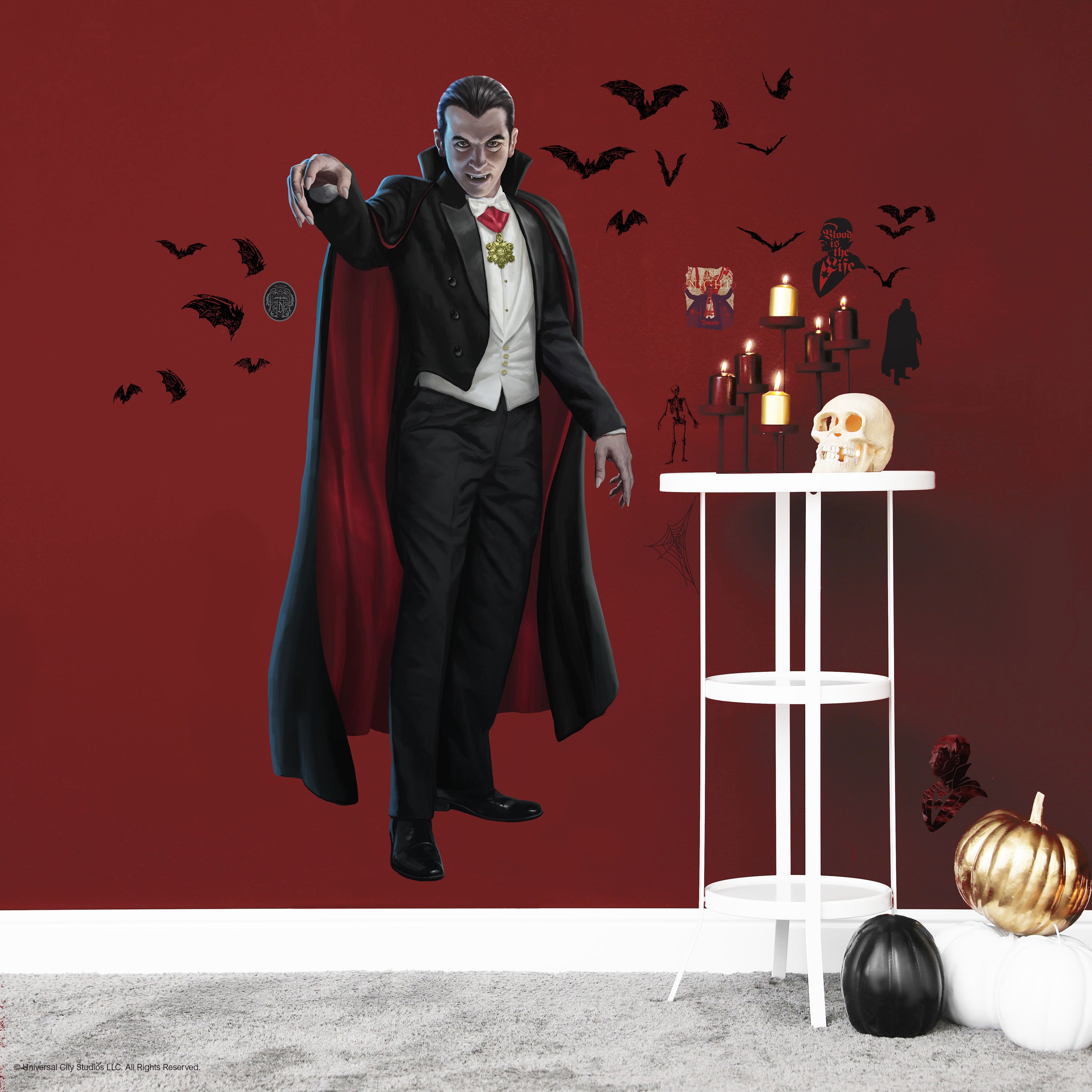 Classic Monsters Dracula Giant Wall Decals in a room setting