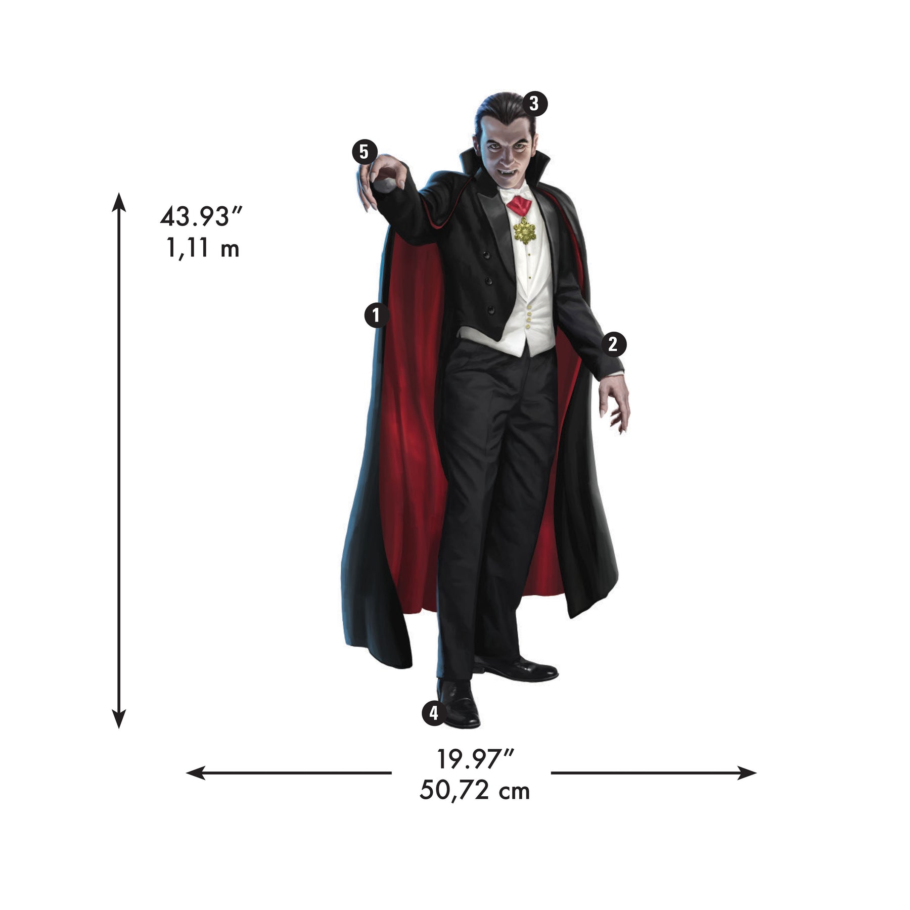 Classic Monsters Dracula Giant Wall Decals - dimensions