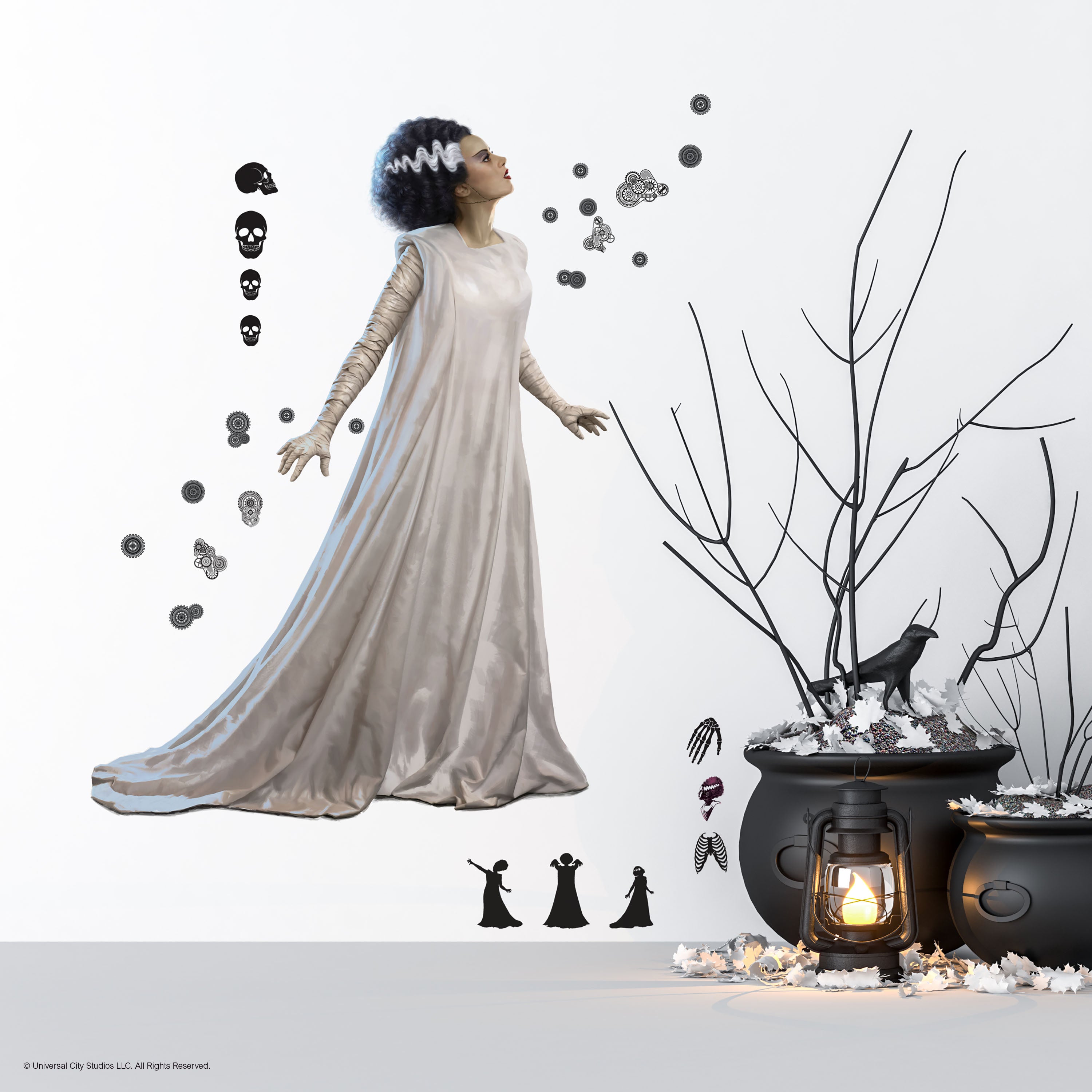 Classic Monsters Bride Of Frankenstein Giant Wall Decals in a room setting