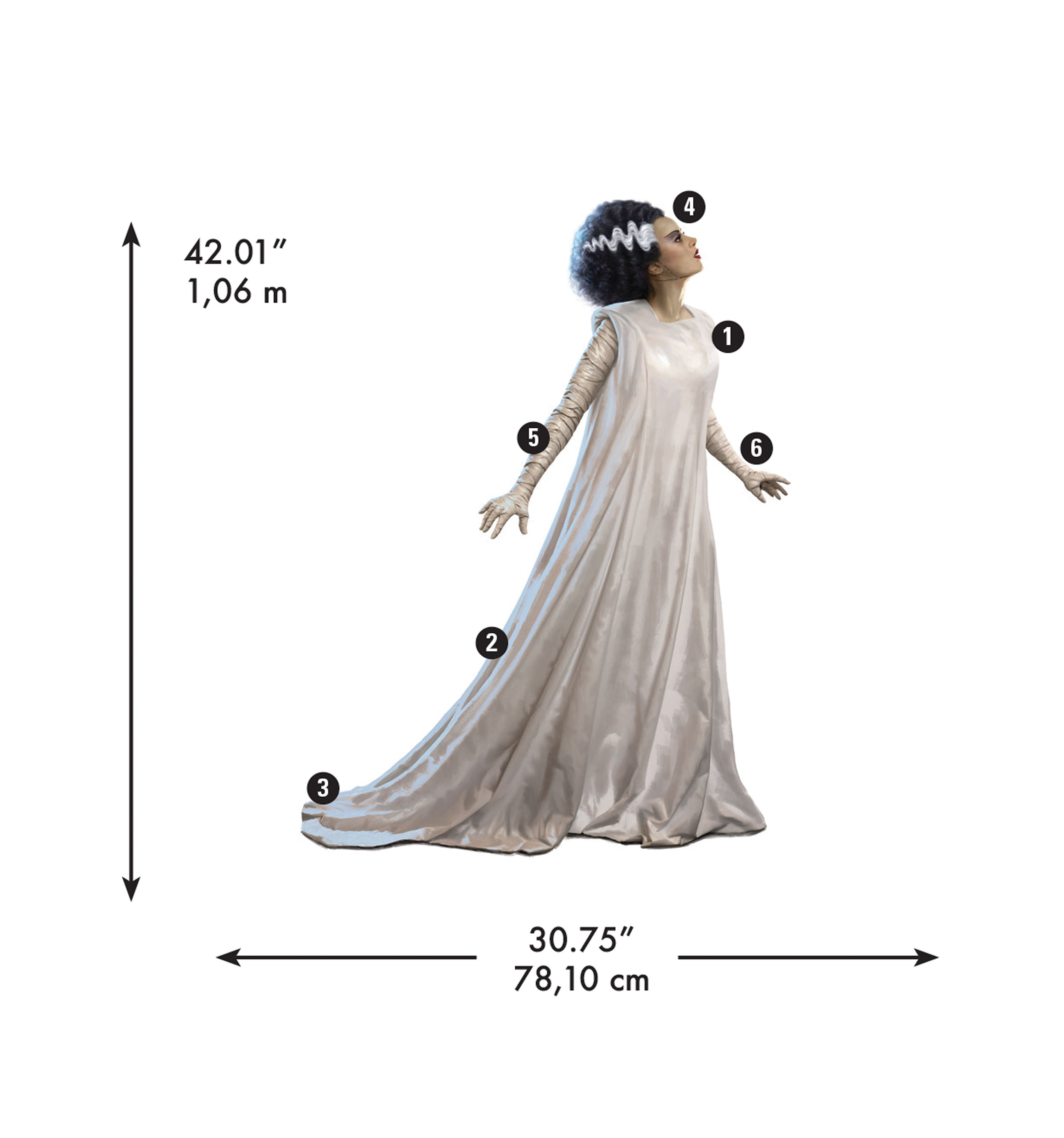 Classic Monsters Bride Of Frankenstein Giant Wall Decals - dimensions