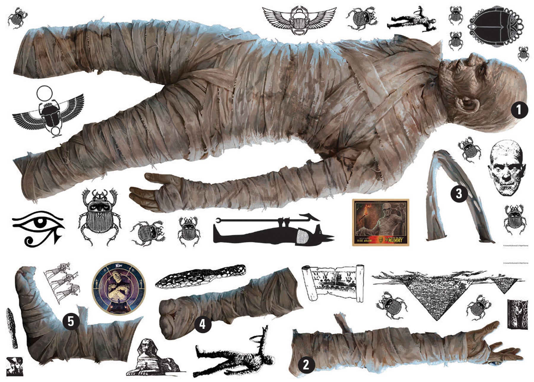 Classic Monsters The Mummy Giant Wall Decals - panels