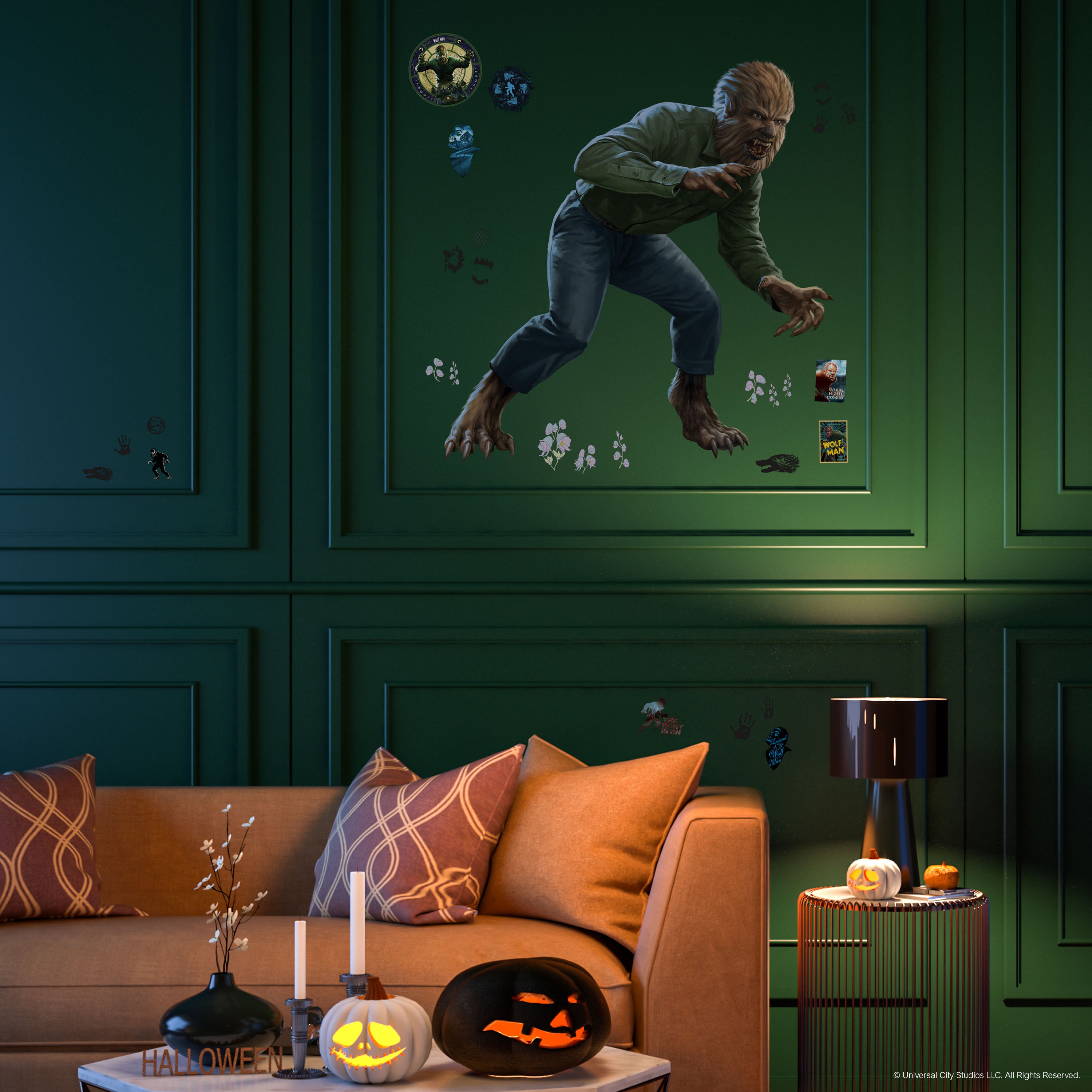 Classic Monsters The Wolf Man Giant Wall Decals in a room setting