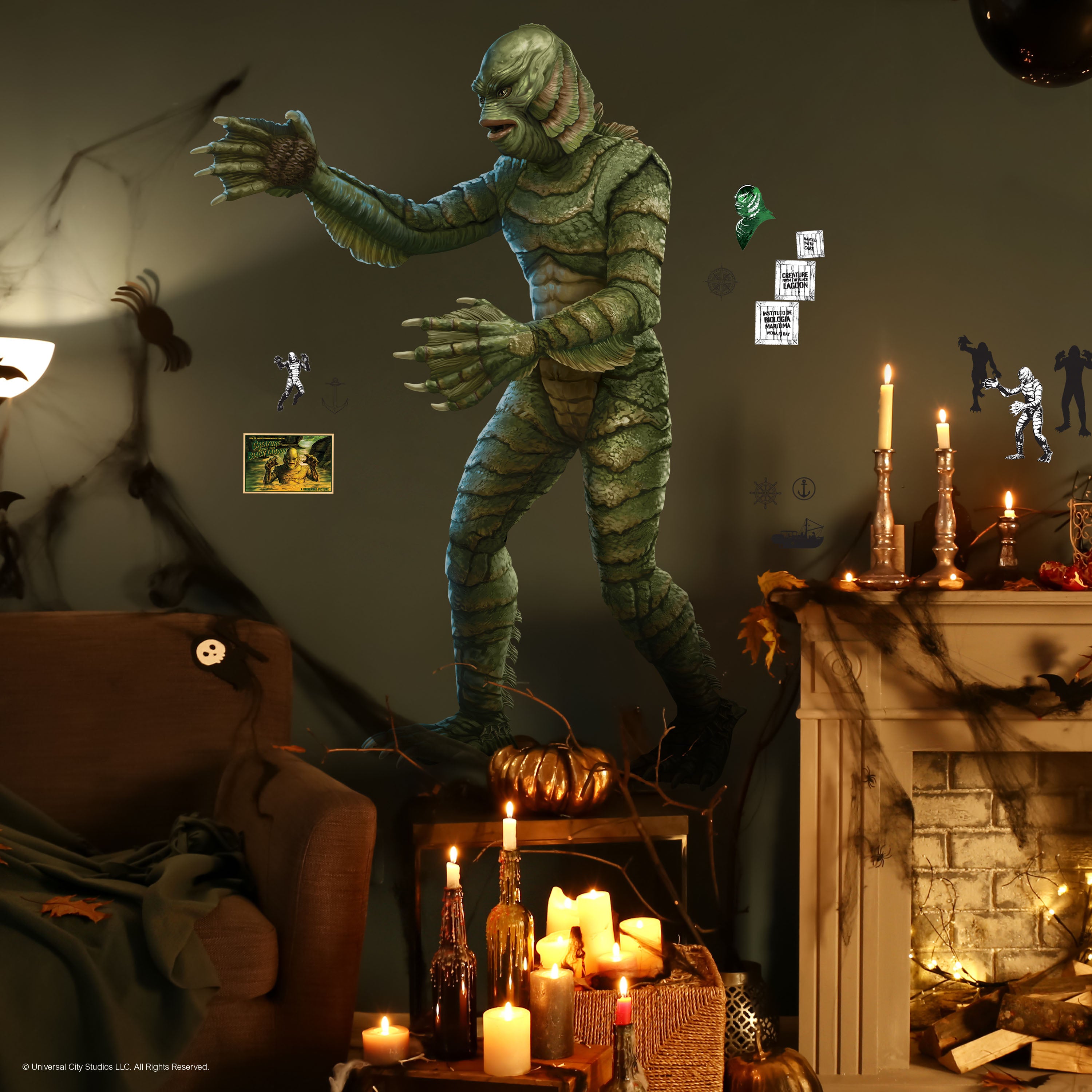 Classic Monsters Creature From The Black Lagoon Giant Wall Decals in a room setting