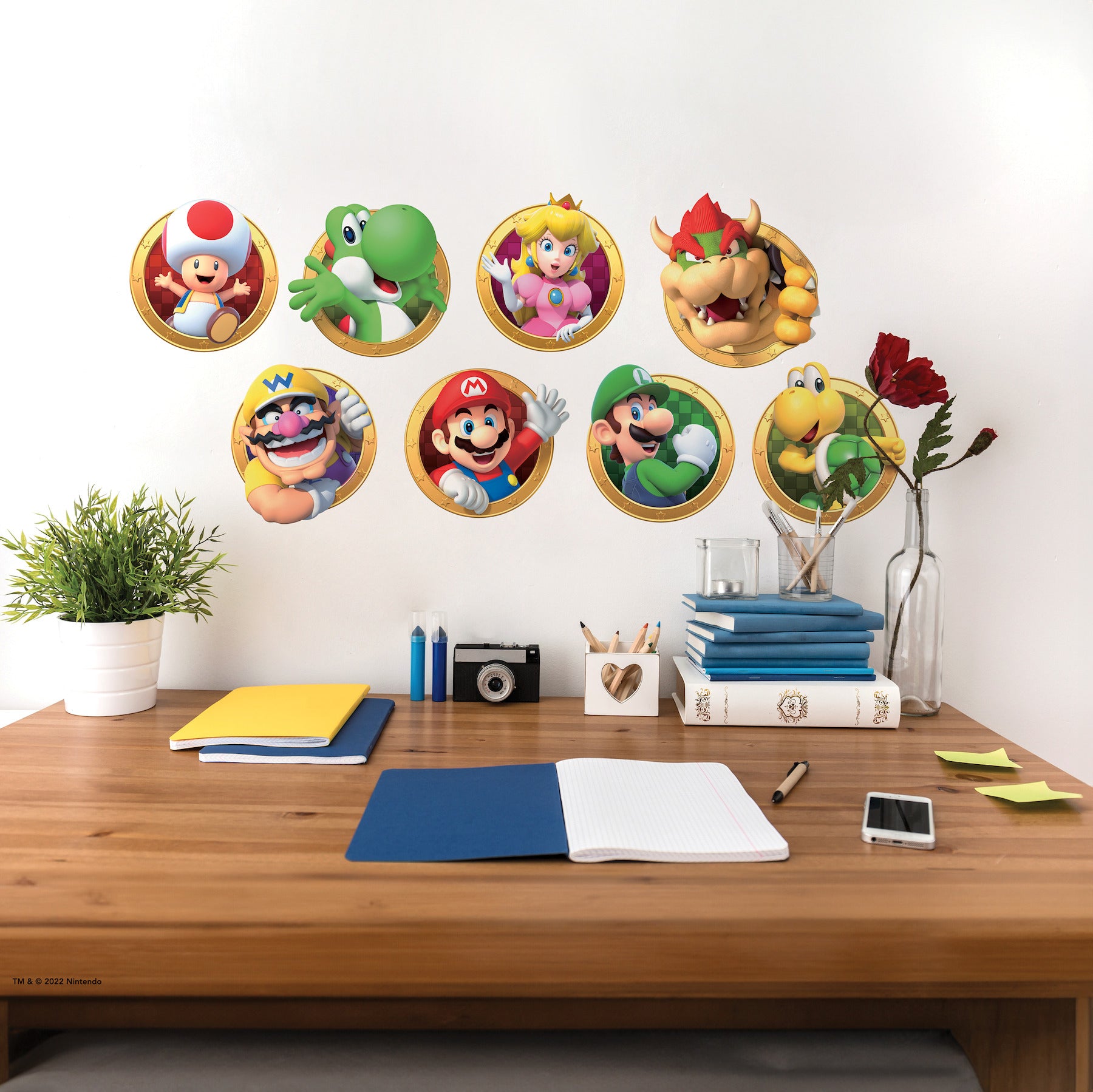 Super Mario Character Wall Decals in a room setting