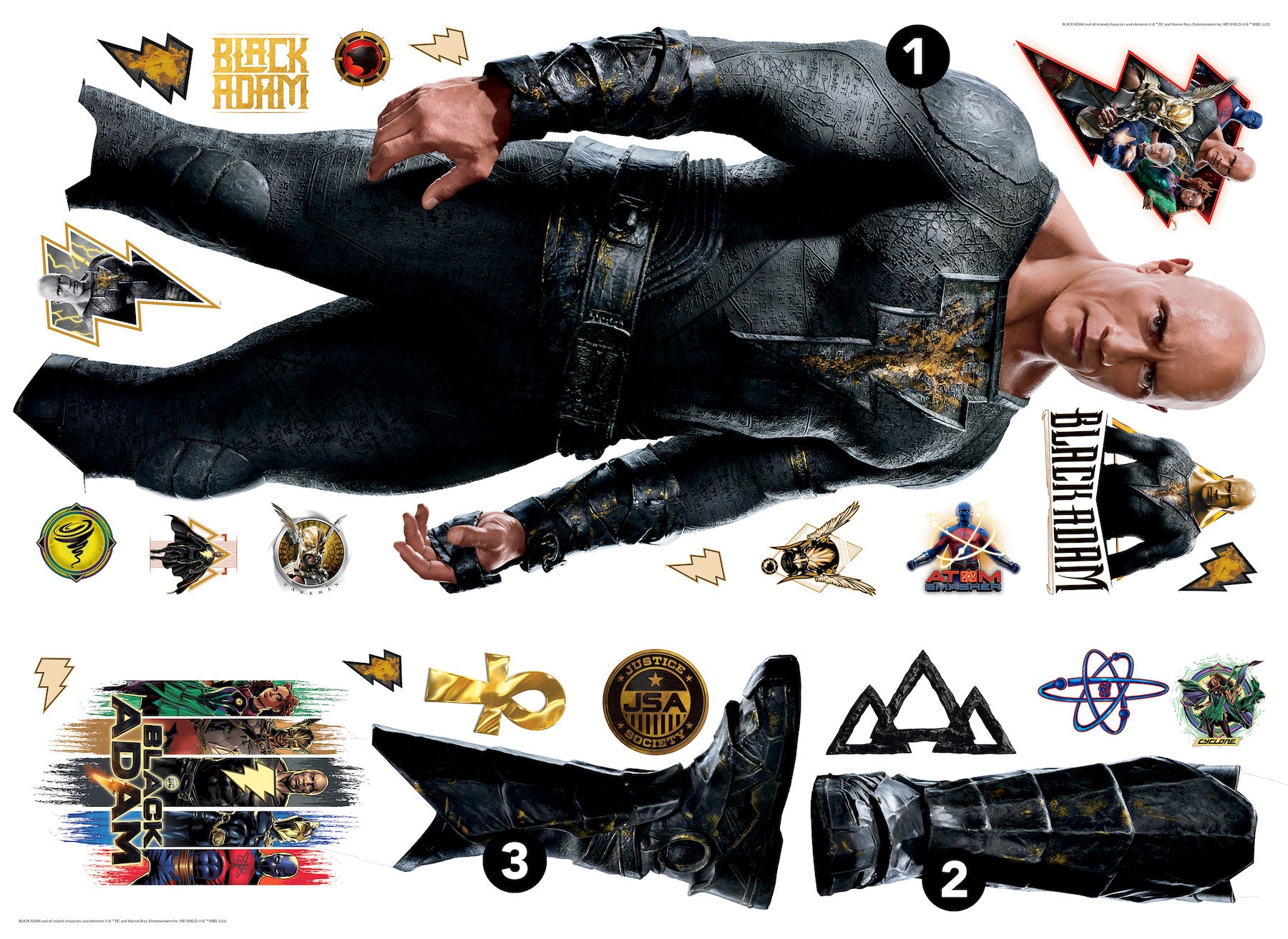Black Adam Giant Peel & Stick Wall Decals - panels