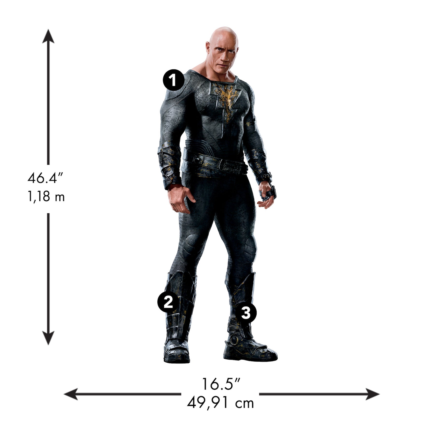 Black Adam Giant Peel & Stick Wall Decals - dimensions