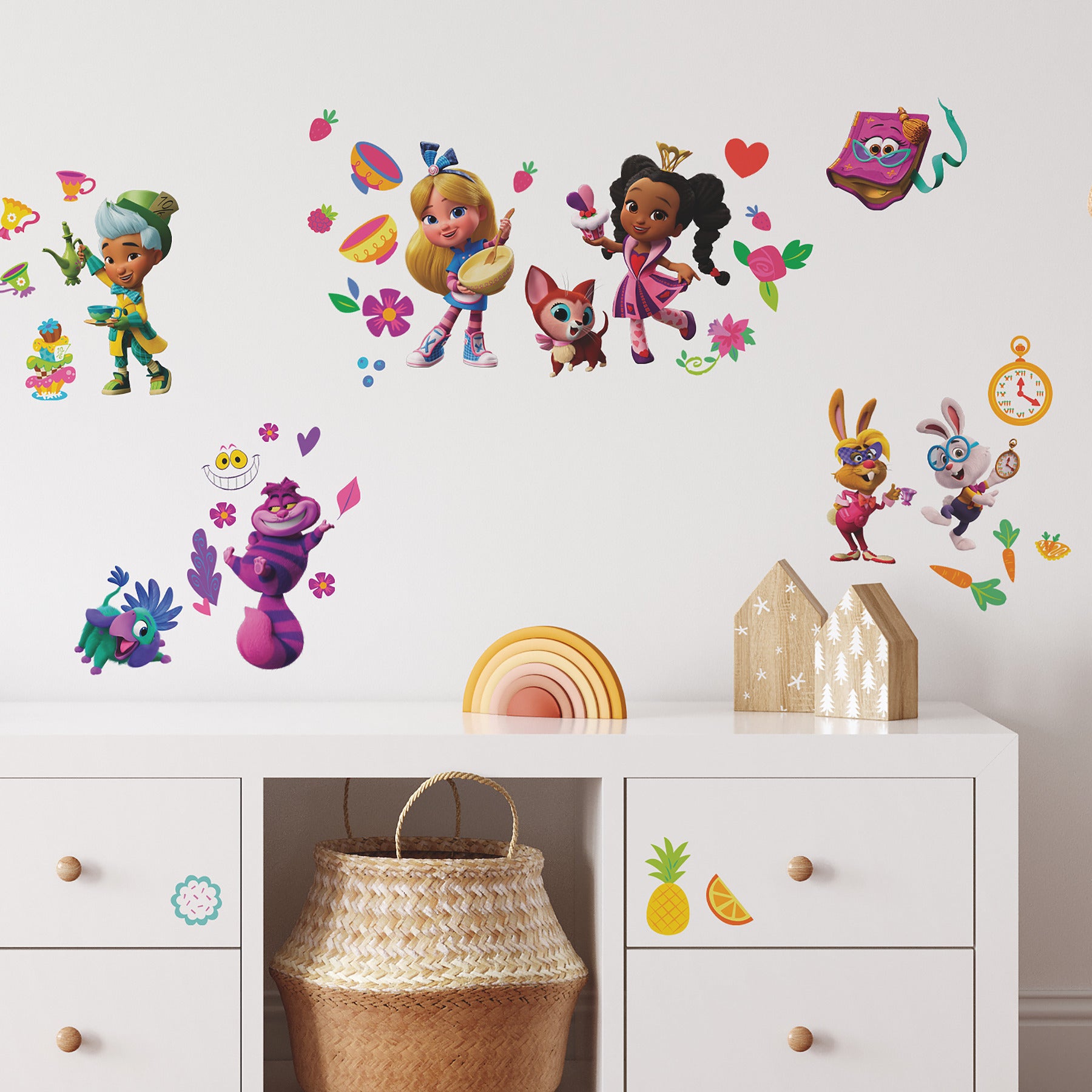 Alice’s Wonderland Bakery Peel & Stick Wall Decals in a room setting