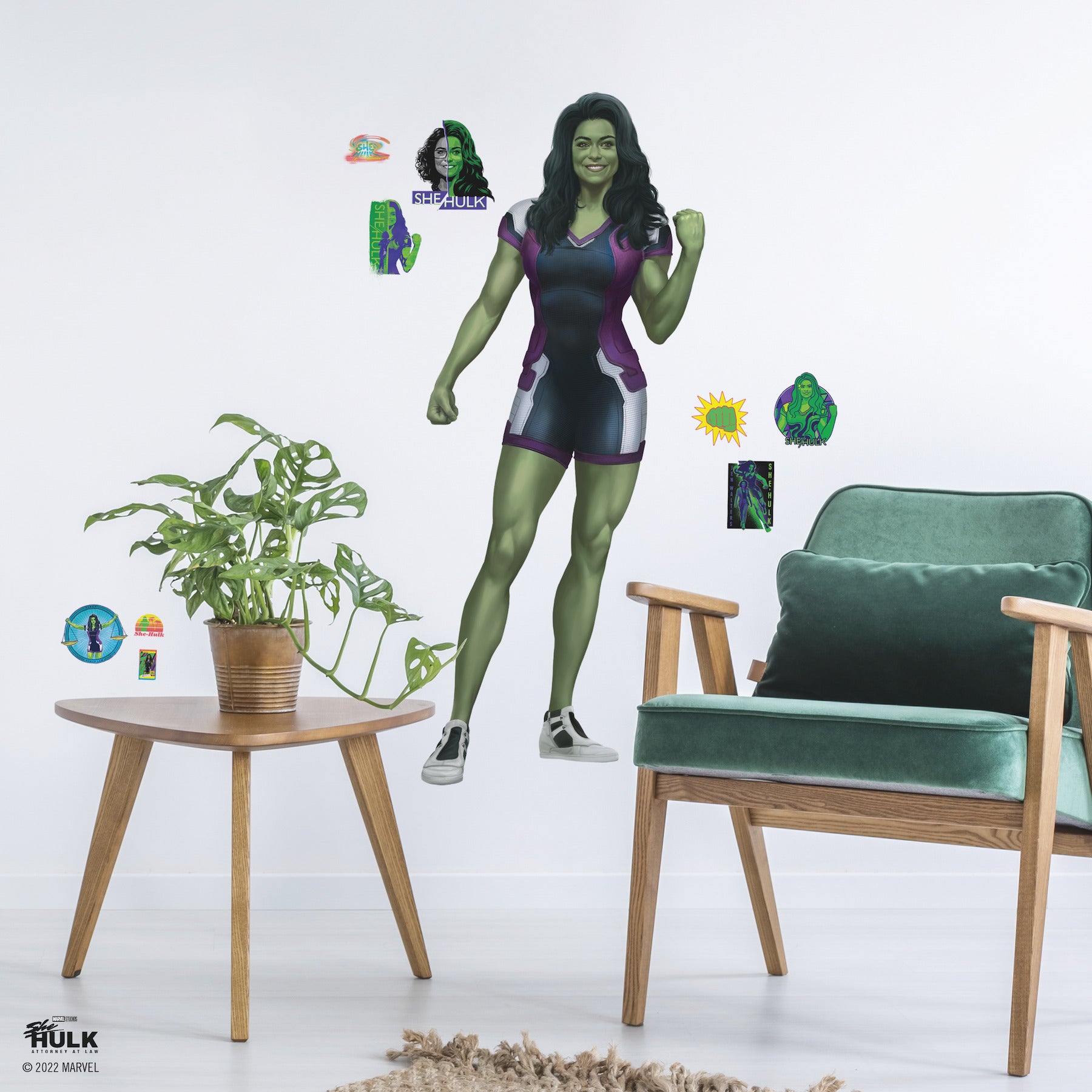 She Hulk Giant Wall Decals in a room setting
