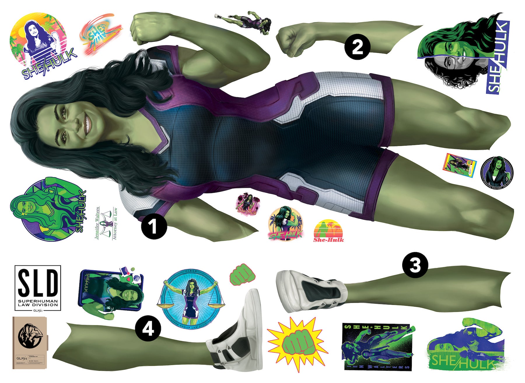 She Hulk Giant Wall Decals - panels