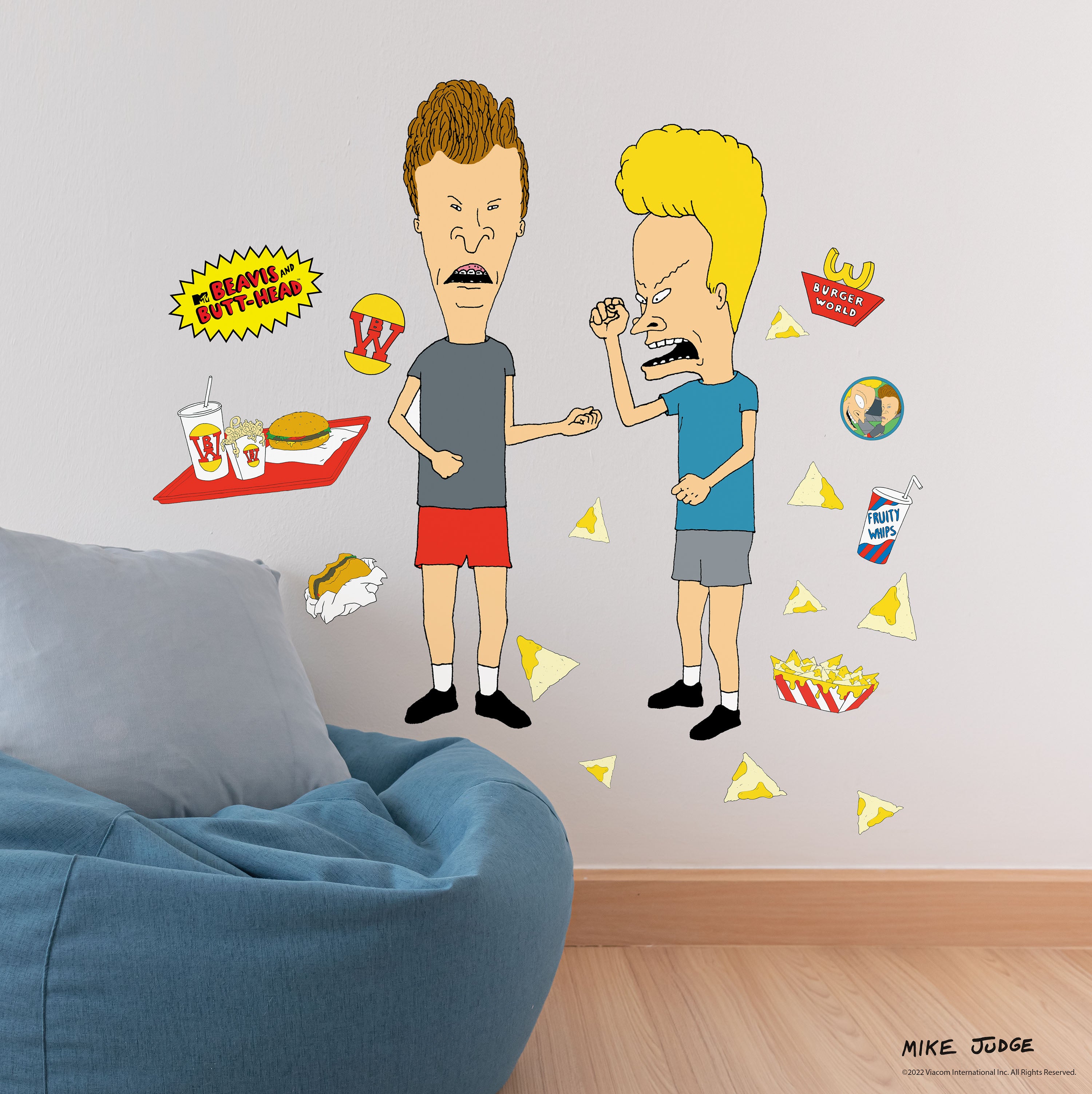 Beavis & Butt-Head Peel & Stick Giant Wall Decals in a room setting