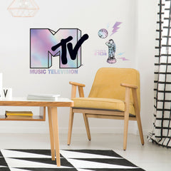 MTV Holographic Giant Wall Decals in a room setting